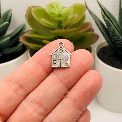 20 Pcs Silver House Charms Image 1