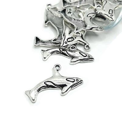 20 Pcs Silver Killer Whale Orca Charms Image 1
