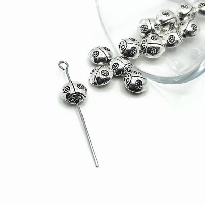 20 Pcs Silver Ladybug Spacer Beads Image 1