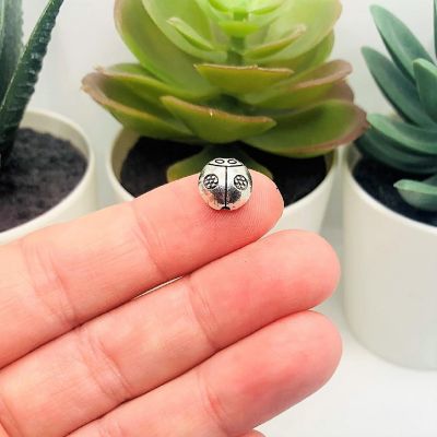 20 Pcs Silver Ladybug Spacer Beads Image 1