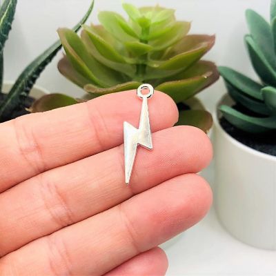 20 Pcs Silver Lightning Bolt Charms Image 1