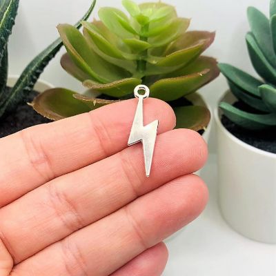 20 Pcs Silver Lightning Bolt Charms Image 2