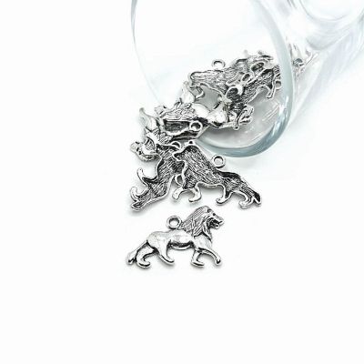 20 Pcs Silver Lion Charms Image 1