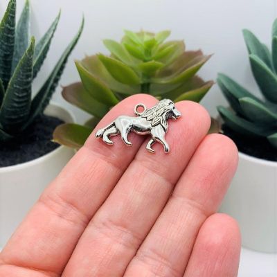 20 Pcs Silver Lion Charms Image 1