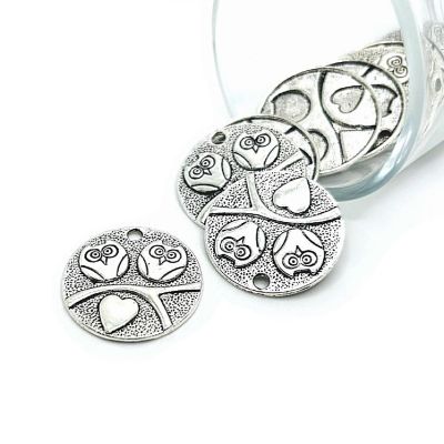20 Pcs Silver Love Bird Owl Charms Image 1