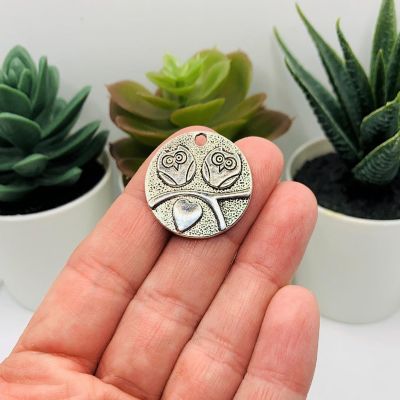20 Pcs Silver Love Bird Owl Charms Image 1