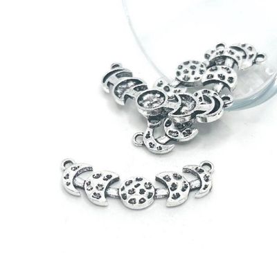 20 Pcs Silver Moon Phase Connector Charm Image 1