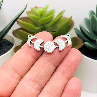 20 Pcs Silver Moon Phase Connector Charm Image 1