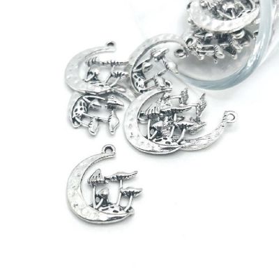20 Pcs Silver Mushroom in Moon Charms Image 1