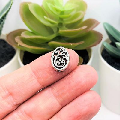 20 Pcs Silver Oval Filigree Spacer Beads Image 1