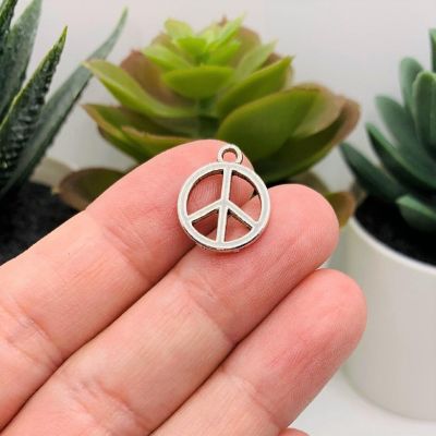 20 Pcs Silver Peace Hippie Charms Image 1