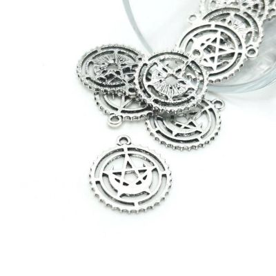 20 Pcs Silver Pentacle Moon Charms Image 1