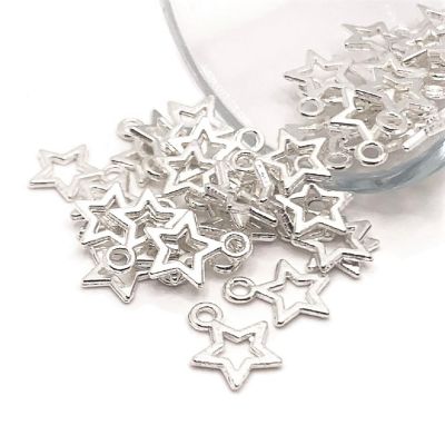 20 Pcs Silver Plated Open Star Charms Image 1