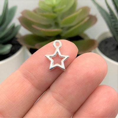 20 Pcs Silver Plated Open Star Charms Image 1