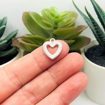 20 Pcs Silver Rhinestone Heart Charms Image 2