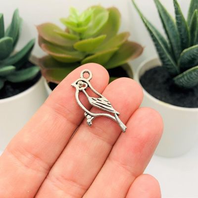 20 Pcs Silver Robin Bird Charms Image 1