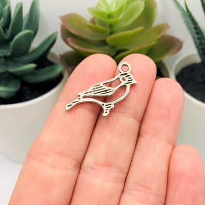 20 Pcs Silver Robin Bird Charms Image 2