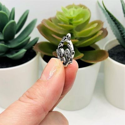20 Pcs Silver Round Mushroom Charms Image 3