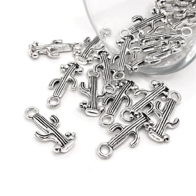 20 Pcs Silver Saguaro Cactus Charms Image 1