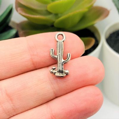 20 Pcs Silver Saguaro Cactus Charms Image 1