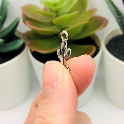 20 Pcs Silver Saguaro Cactus Charms Image 3
