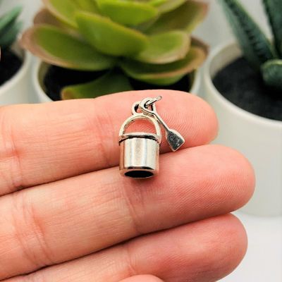 20 Pcs Silver Sand Pail 3D Charms Image 3