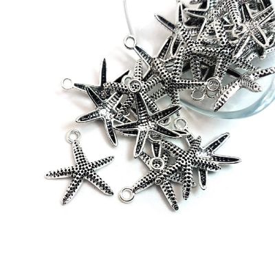 20 Pcs Silver Sea Star Starfish Charms Image 1