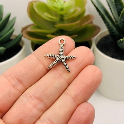 20 Pcs Silver Sea Star Starfish Charms Image 1