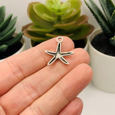 20 Pcs Silver Sea Star Starfish Charms Image 2