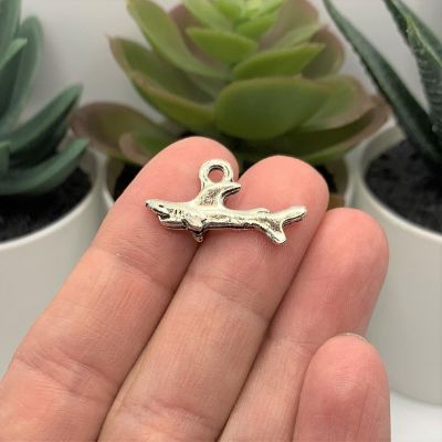 20 Pcs Silver Shark 3D Charms Image 1