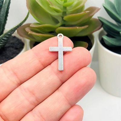 20 Pcs Silver Simple Cross Charms Image 2
