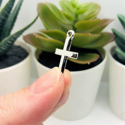 20 Pcs Silver Simple Cross Charms Image 3