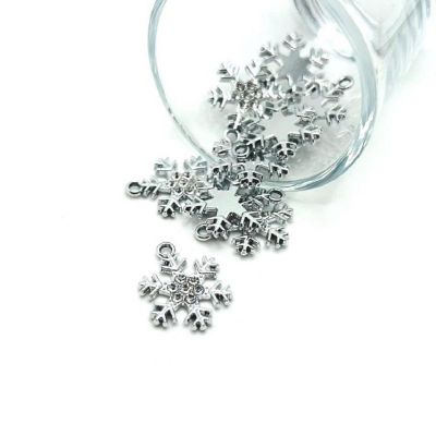 20 Pcs Silver Sparkly Snowflake Charms Image 1