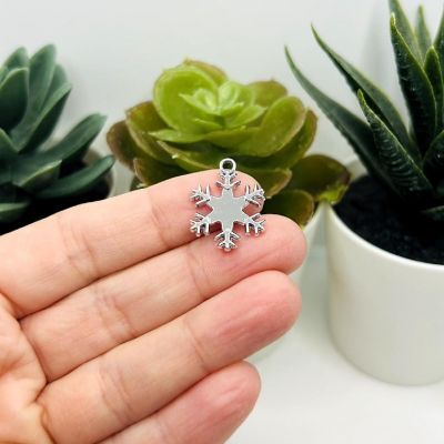 20 Pcs Silver Sparkly Snowflake Charms Image 3