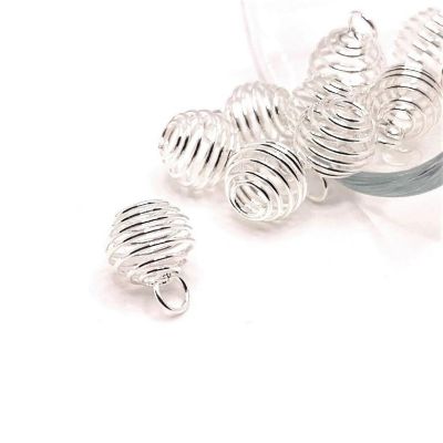 20 Pcs Silver Spiral Lantern Bead Cages Image 1