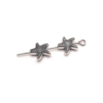 20 Pcs Silver Starfish Spacer Beads Image 1