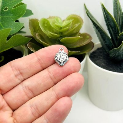 20 Pcs Silver Strawberry Charms Image 1