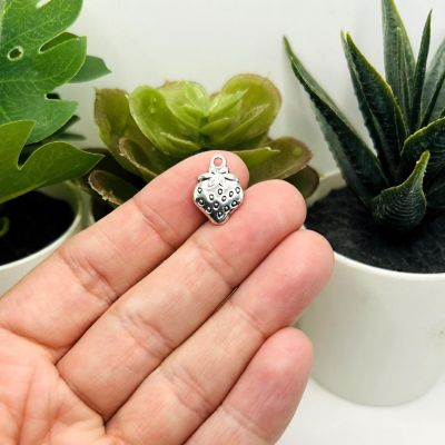 20 Pcs Silver Strawberry Charms Image 2