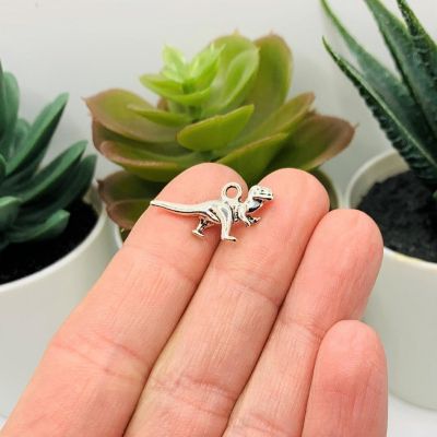 20 Pcs Silver T-Rex Dinosaur 3D Charms Image 2