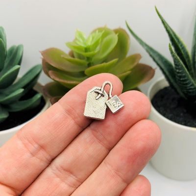 20 Pcs Silver Tea Bag 3D Charms Image 1
