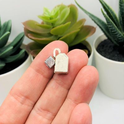 20 Pcs Silver Tea Bag 3D Charms Image 2