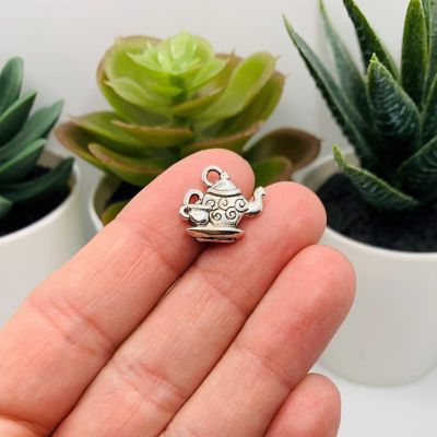 20 Pcs Silver Teapot Charms Image 1