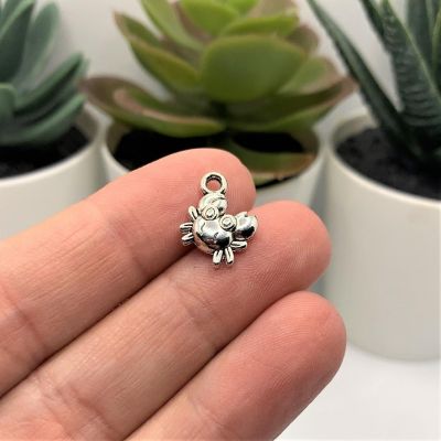 20 Pcs Silver Tiny Crab 3D Charms Image 1