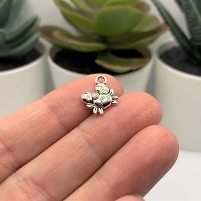 20 Pcs Silver Tiny Crab 3D Charms Image 3
