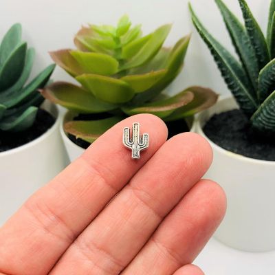 20 Pcs Silver Tiny Saguaro Spacer Beads Image 1