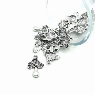 20 Pcs Silver Toadstool Mushroom Charms Image 1