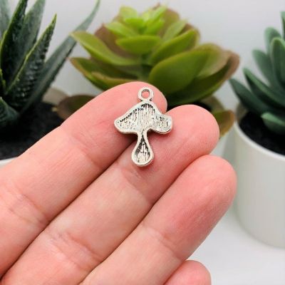 20 Pcs Silver Toadstool Mushroom Charms Image 2