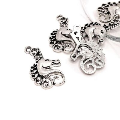 20 Pcs Silver Unicorn Head Charms Image 1