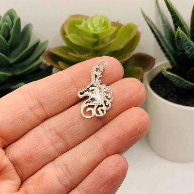 20 Pcs Silver Unicorn Head Charms Image 2