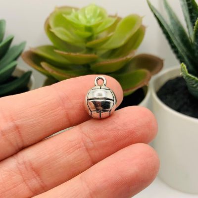 20 Pcs Silver Volleyball Charms Image 1